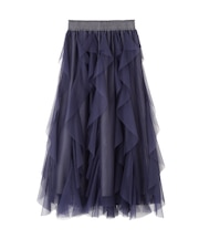 縦ラッフルシアースカート