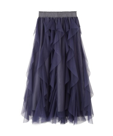 縦ラッフルシアースカート