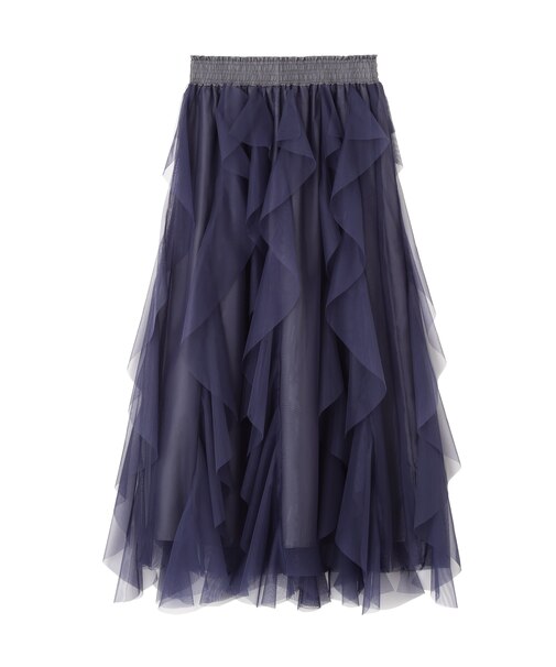 縦ラッフルシアースカート