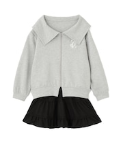 ビッグカラーパーカーティアードミニスカートセット