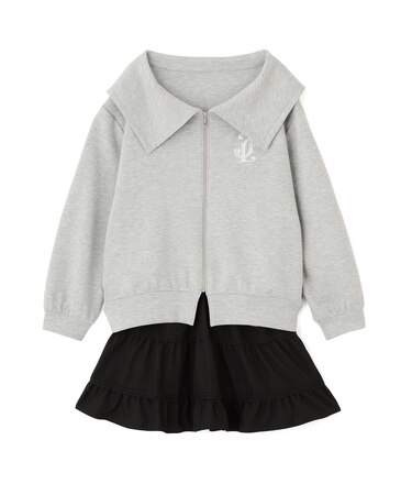 ビッグカラーパーカーティアードミニスカートセット