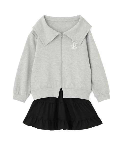 ビッグカラーパーカーティアードミニスカートセット