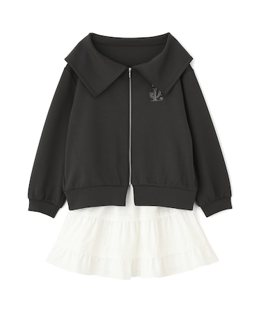 ビッグカラーパーカーティアードミニスカートセット