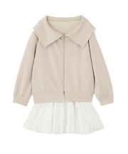 ビッグカラーパーカーティアードミニスカートセット