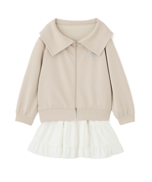 ビッグカラーパーカーティアードミニスカートセット