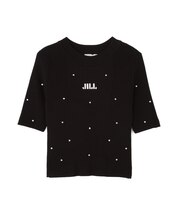 半袖ビジューコンパクトニット