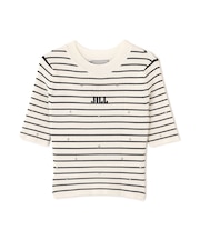 半袖ビジューコンパクトニット