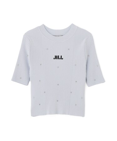 半袖ビジューコンパクトニット