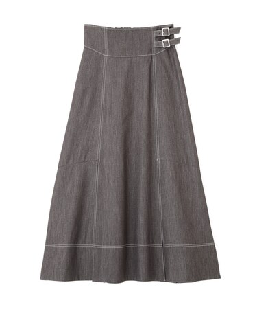 バイカラーステッチAラインフレアスカート