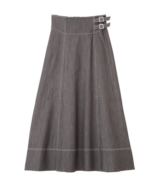 バイカラーステッチAラインフレアスカート