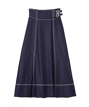 バイカラーステッチAラインフレアスカート