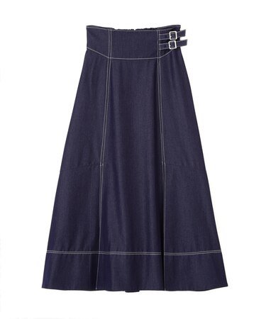 バイカラーステッチAラインフレアスカート