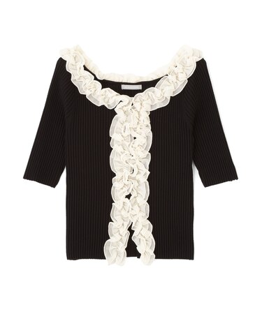 フリルトリムニット半袖