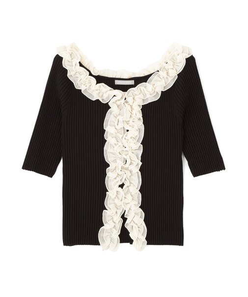 フリルトリムニット半袖