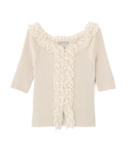 フリルトリムニット半袖