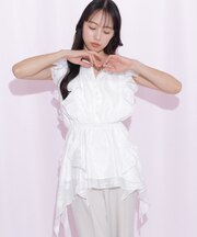 シアーオパールラッフルブラウス