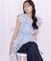 シアーオパールラッフルブラウス