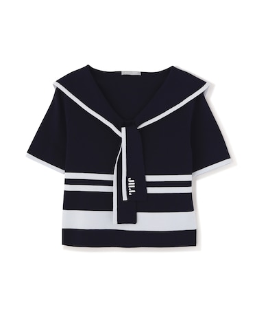 配色ビッグカラーニット