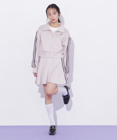 配色ラインレースミニスカート