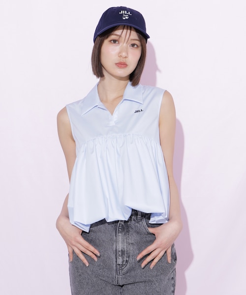 ジルスチュアート　シャツ ブラウス レーヨン　麻　バルーンスリーブ　バックリボン JILLSTUART - ジルスチュアート シャツ ブラウス レーヨン 麻 バルーン