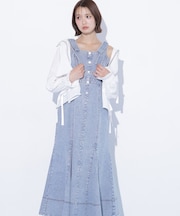 肩リボンデニムジャンスカ