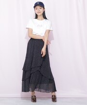 縦ラッフルシアースカート