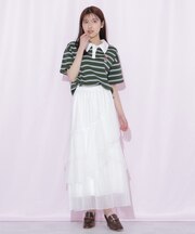 縦ラッフルシアースカート