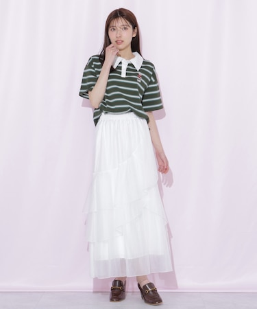 縦ラッフルシアースカート