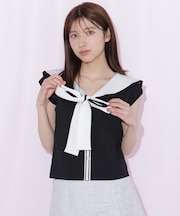 リボンセーラーカラーニット