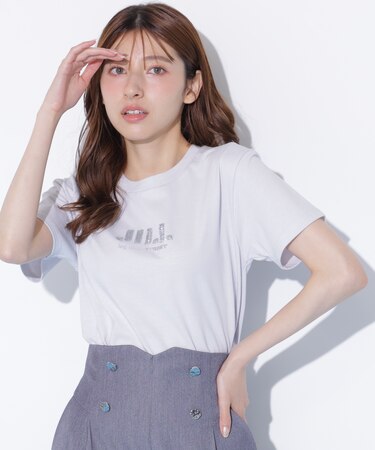 スパンコールロゴ刺繍Tシャツ OC