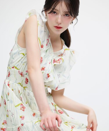 シフォンプリーツワンピース