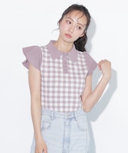 ＜WEB限定カラーあり＞フリル袖ポロニット