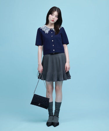ベルト付きプリーツミニスカート