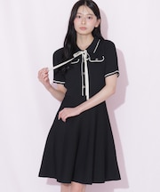 配色ラインニットミニワンピース