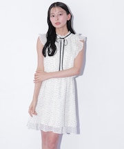 ドットプリーツミニワンピース