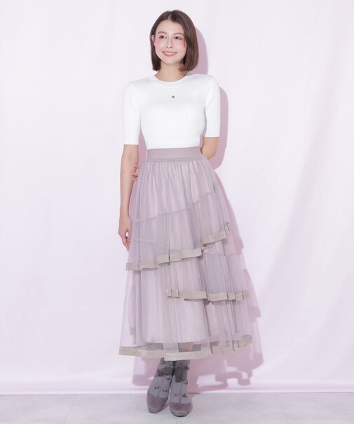 裾ベロアチュールスカート