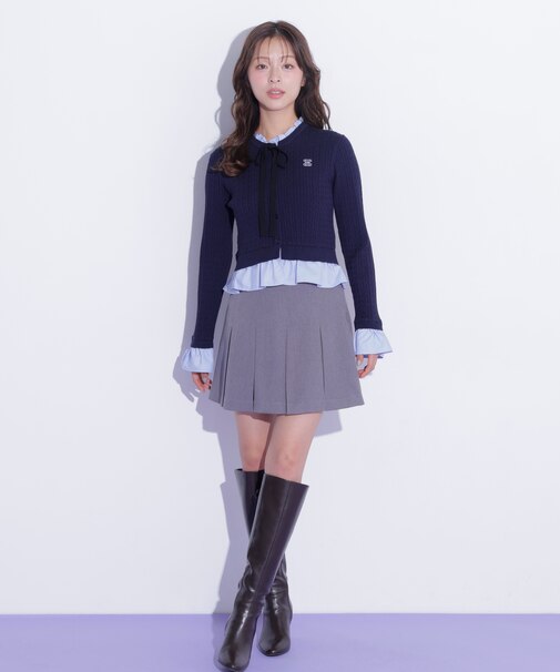＜セットアップ対応＞ボックスプリーツミニスカート