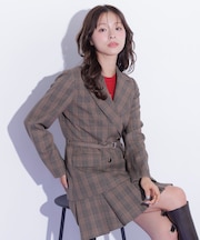 <セットアップ対応>ボックスプリーツミニスカート