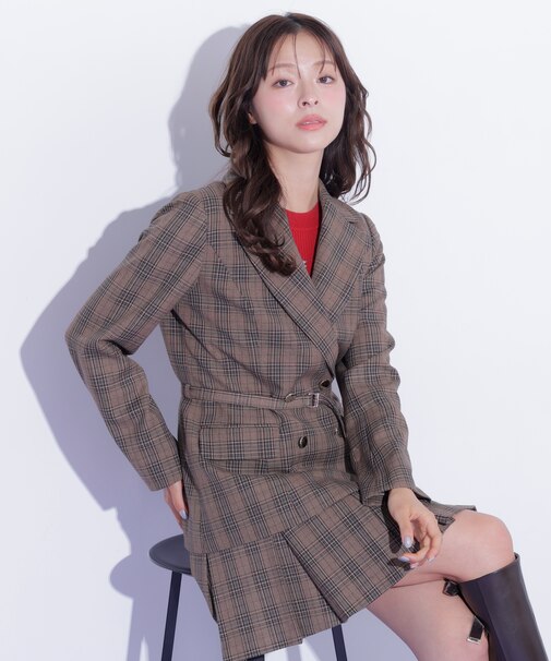＜セットアップ対応＞ボックスプリーツミニスカート