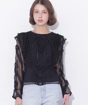 立体レースフリルブラウス
