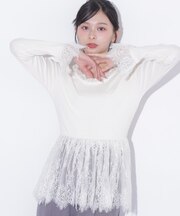 裾レースペプラムトップス