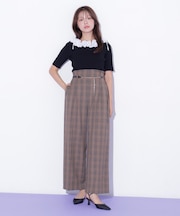 <セットアップ対応>チェーンベルトタックワイドパンツ
