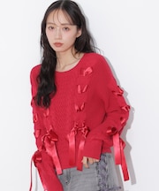 ケーブルリボンニット