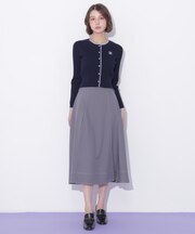 サイドベルトバイカラーステッチスカート