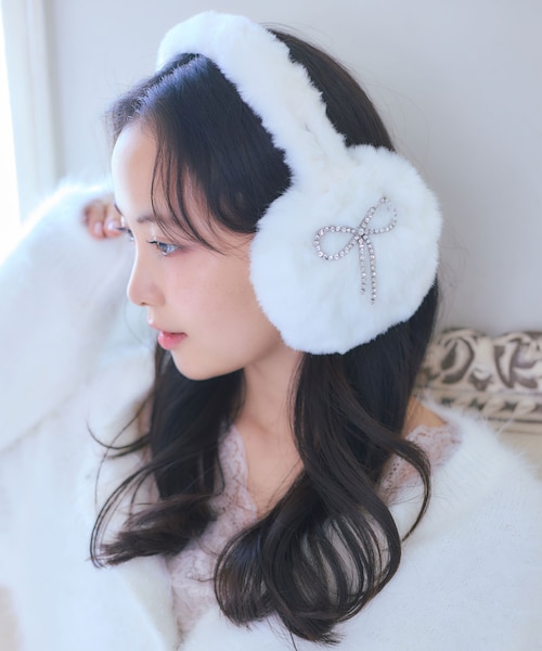 ビジューリボンフェイクファーイヤーマフ｜ジルバイジルスチュアートの