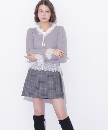 ベルト付きプリーツミニスカート
