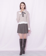 ベルト付きプリーツミニスカート