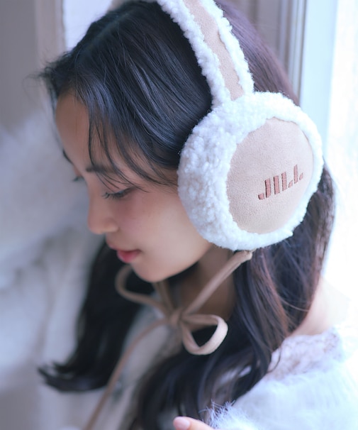 ロゴ刺繍フェイクムートンイヤーマフ