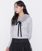 フェイクファーティペットニット