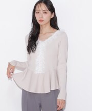 レーストリムペプラムニット